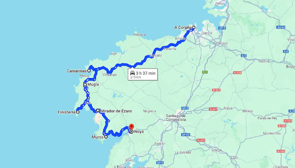 Mapa ruta Galicia
