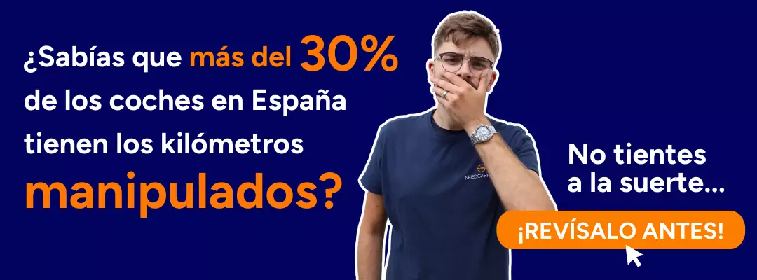 Banner para promocionar servicios de revisiones en coches de segunda mano, NeedCarHelp. kms reales de un coche