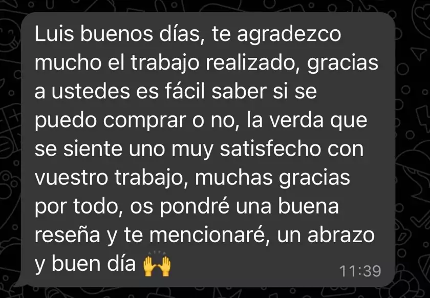 Mensaje de agradecimiento cliente de Needcarhelp