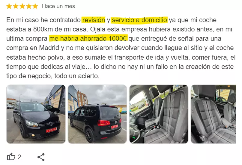 Opiniones de los clientes de Needcarhelp, servicio de revision de coches de segunda mano
